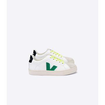 Veja ESPLAR LEATHER Sneakers Kinderen White/Green/Black | BE 820NWY